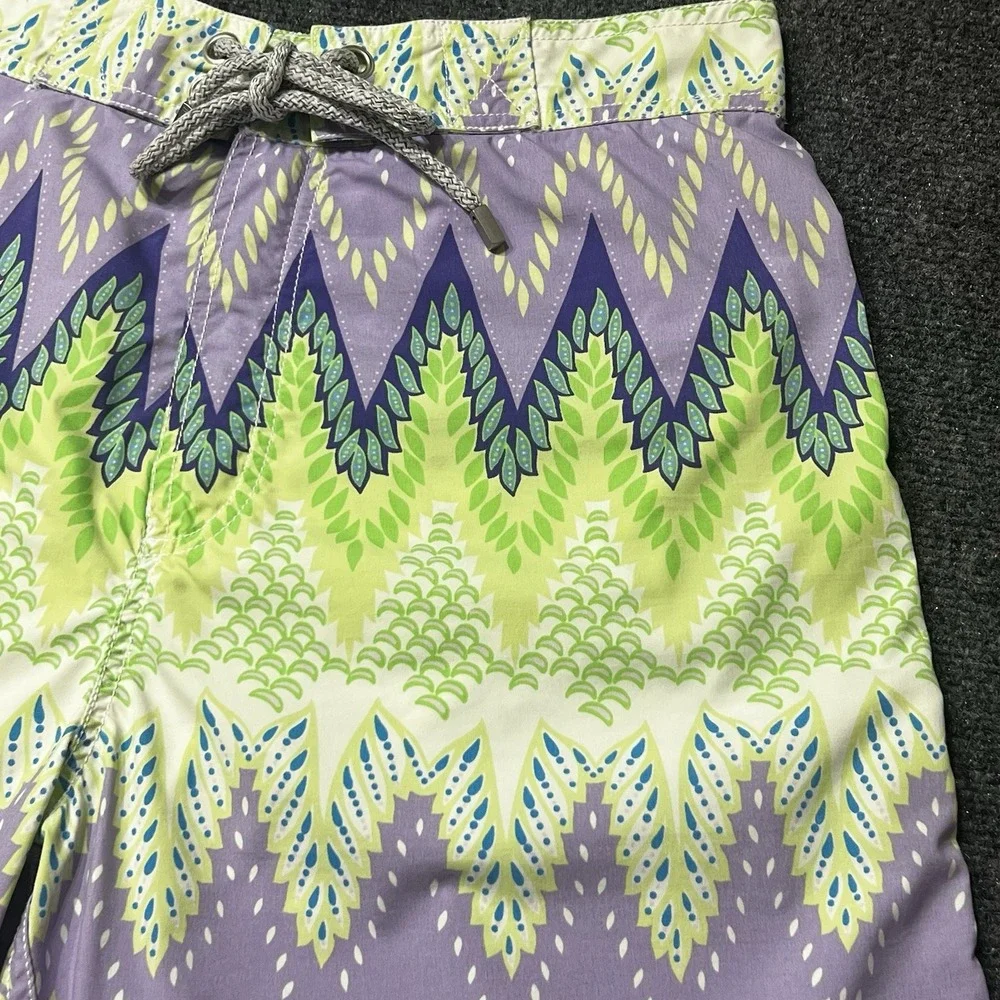Vilebrequin Mens XL Geometric Pattern Drawstring Swim Trunks Lined 8